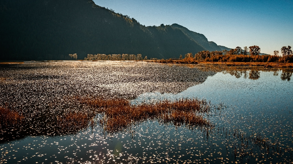 Body of water reflection natural landscape sky