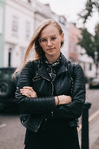 Leather jacket black street fashion Photo