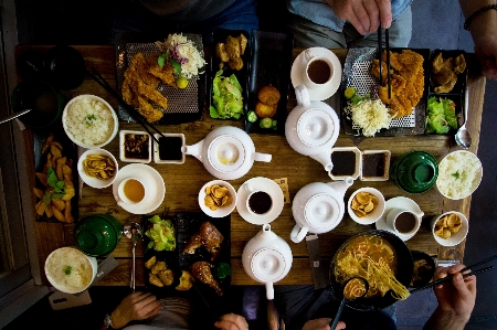 Foto Makanan masakan piring vegetarian
