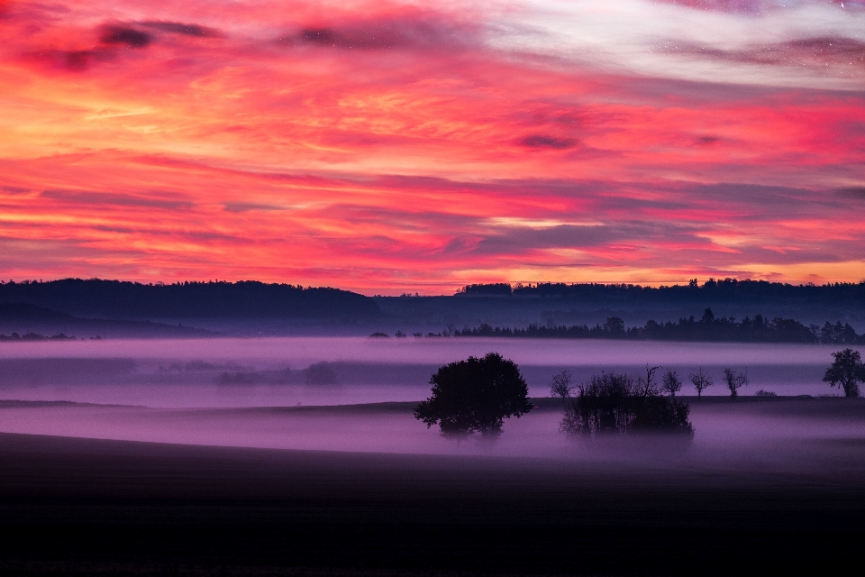 Sky afterglow red at morning nature