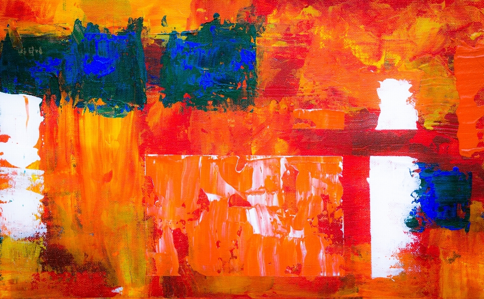 Modern art painting orange red