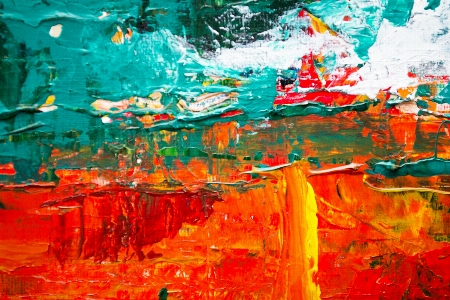 Red modern art painting orange Photo