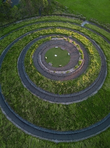 Grass maze circle race track Photo