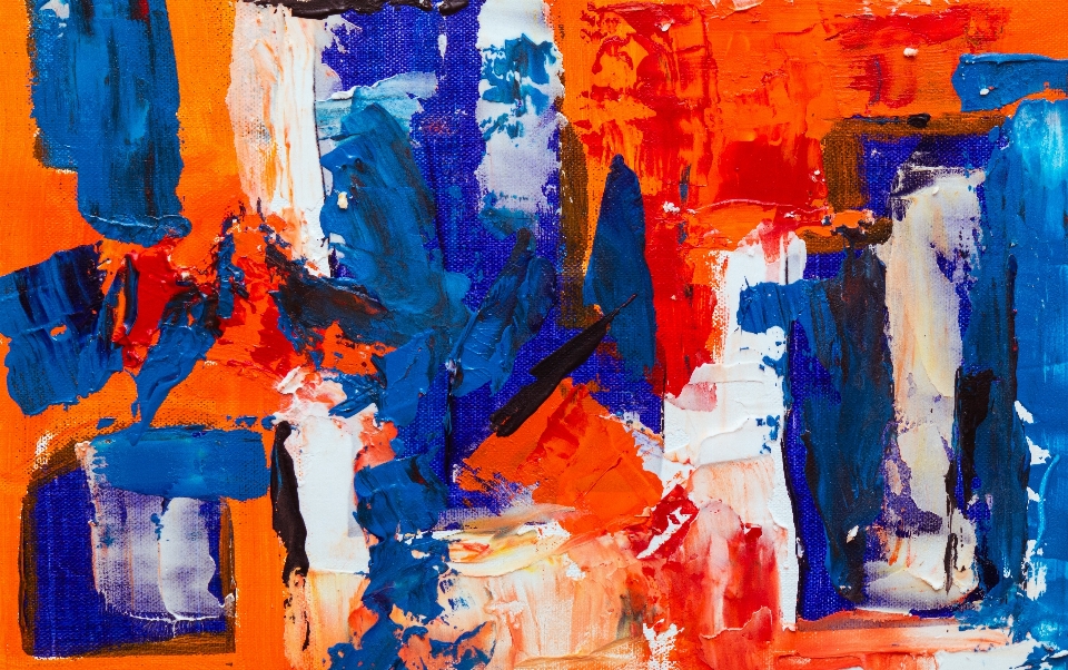 Blue modern art orange