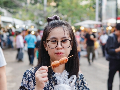 People glasses snapshot street food Photo