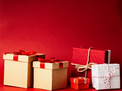 Red present gift wrapping box Photo