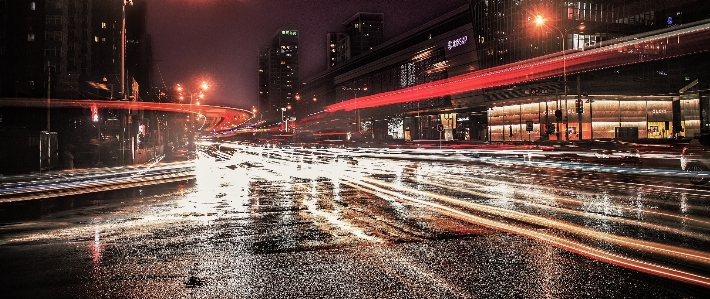 Night urban area sky red Photo