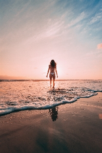 People in nature on beach sky sea Photo