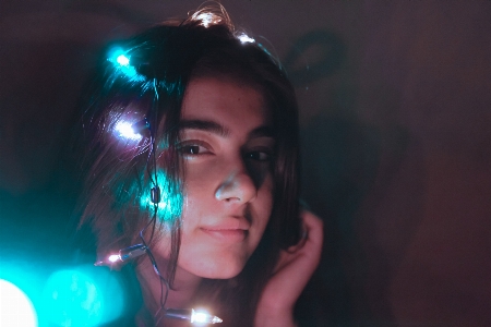 Face hair blue light Photo