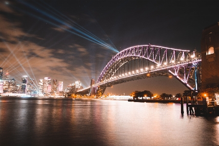 Bridge night metropolitan area tied arch Photo