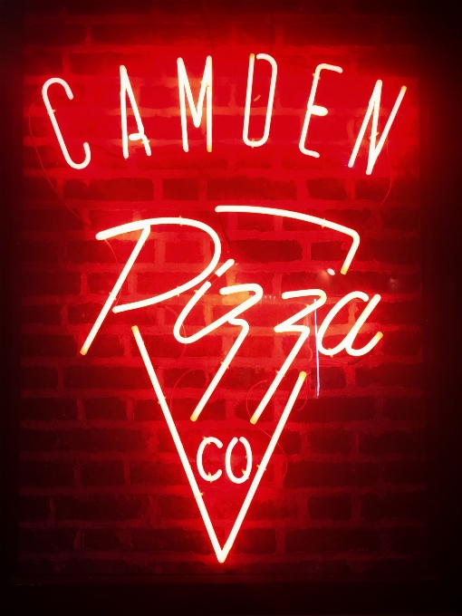 Neon sign red text