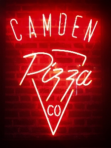 Neon sign red text Photo