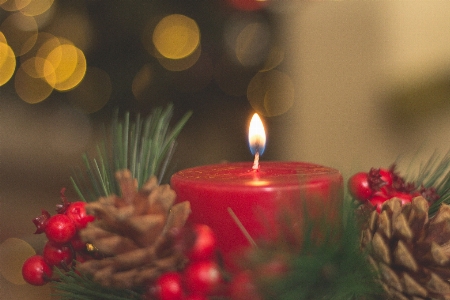 Candle lighting tree christmas eve Photo