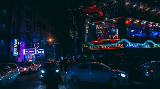 Night neon light metropolitan area Photo