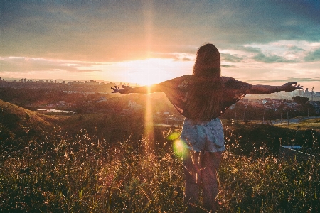 People in nature sky sun sunlight Photo