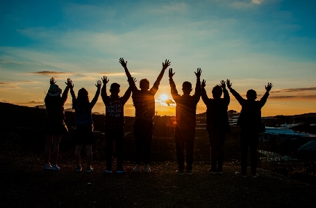 People in nature on beach sky sunset Photo