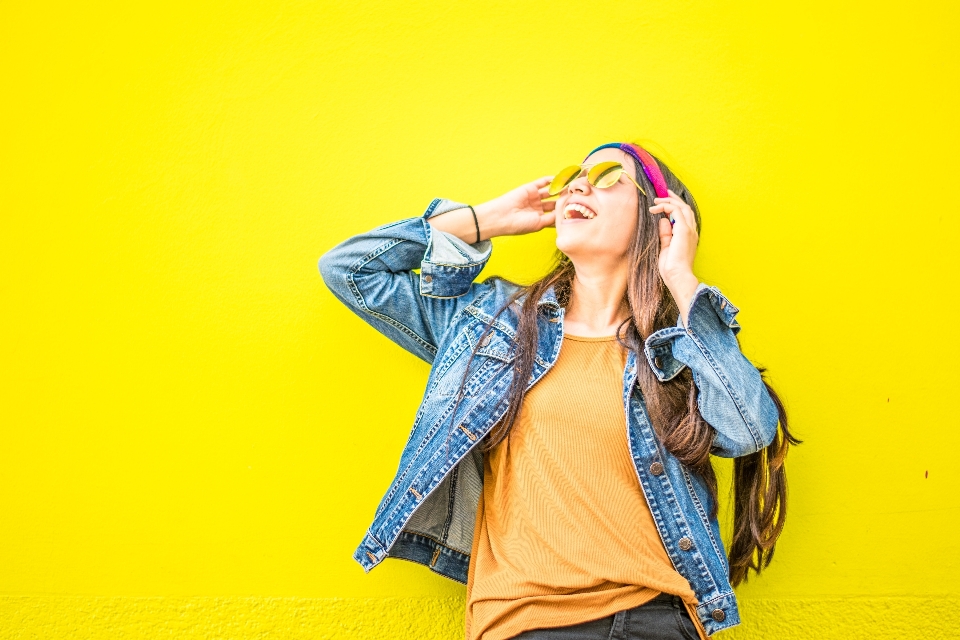 Yellow audio equipment headphones outerwear