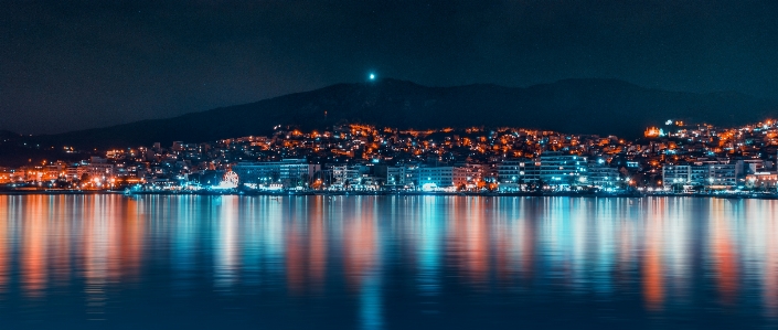 Night sky reflection blue Photo