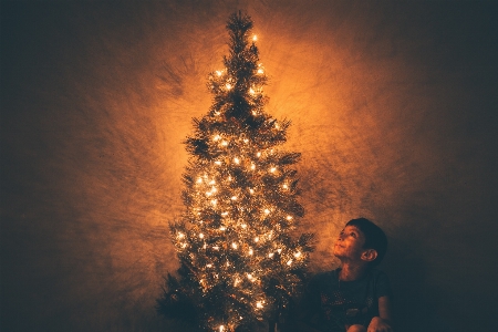 Foto Albero di natale cielo leggero