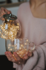 Hand glass metal food Photo