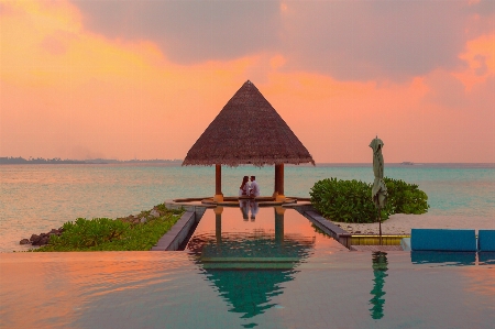 Sky reflection pyramid water Photo