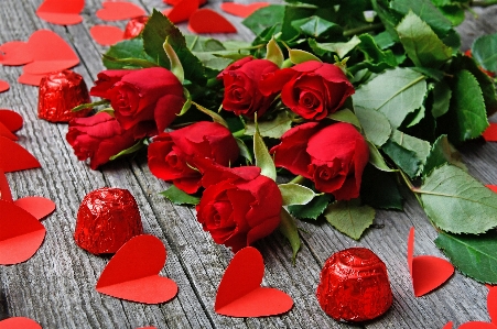 Red roses day valentines Photo