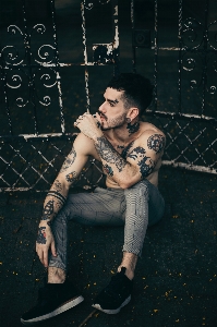 Tattoo barechested cool fashion Photo