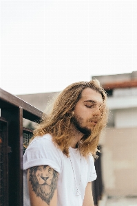 Hair white photograph shoulder Photo