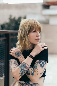 Hair tattoo shoulder blond Photo