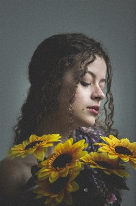 Hair yellow hairstyle flower Photo