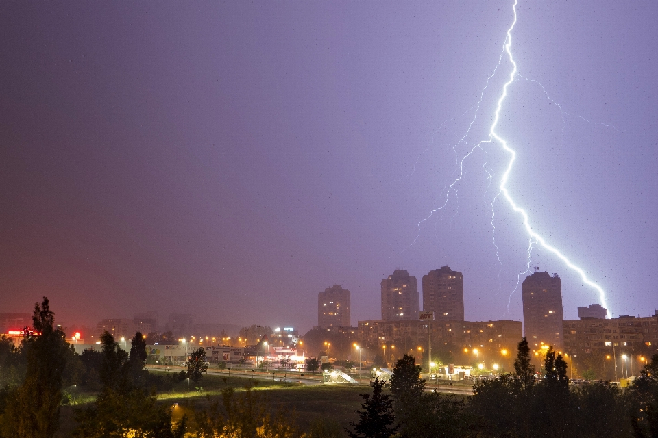 Strike lightning rain thunderstorm