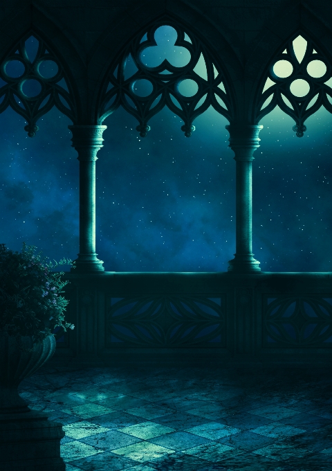 Fantasy balcony moon night