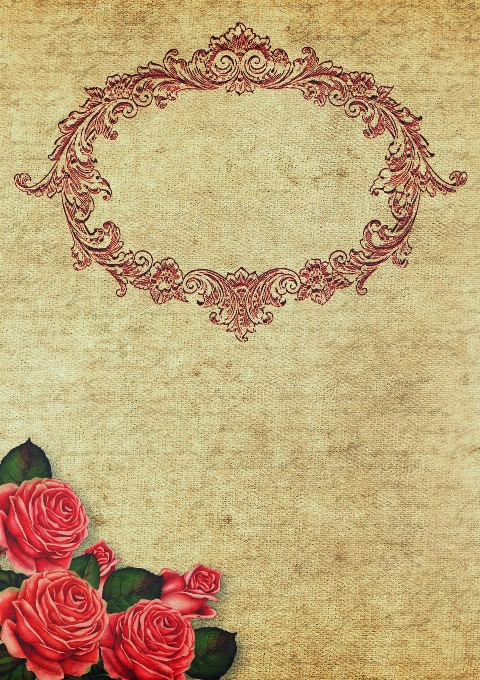 Quadro ornamento rosas papel