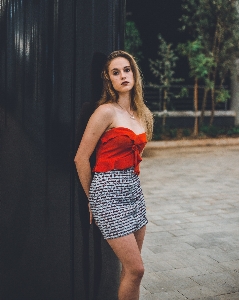 Clothing red waist fashion model Photo