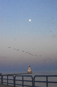 Photo Coucher de soleil ciel lune eau