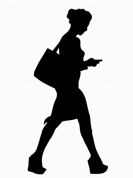 Woman phone walking text