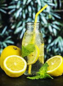 Antioxidant beverage closeup cold water Photo