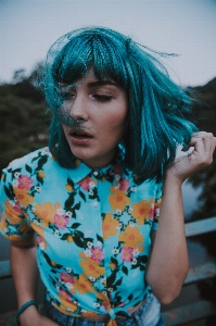 Hair blue face green Photo