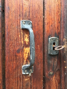 Door keyhole handle old wood Photo