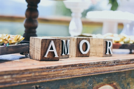 Art wood table font Photo