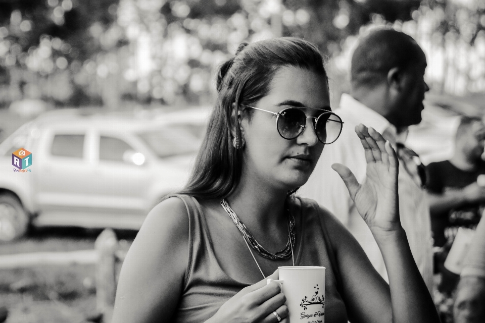 Woman photograph white eyewear