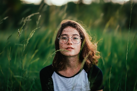 Hair people in nature green face Photo