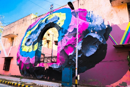 Street art pink graffiti Photo