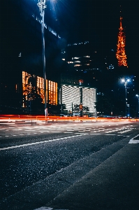 Night sky light road Photo