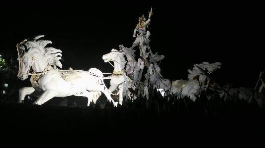 馬 銅像 彫刻 暗闇
 写真