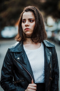 Hair face leather jacket Photo