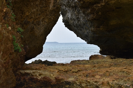 Beach rocks okinawa japan Photo