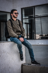 Man sitting fashion male Photo