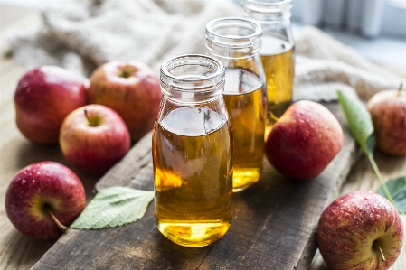 Apple juice beverage bottle Photo