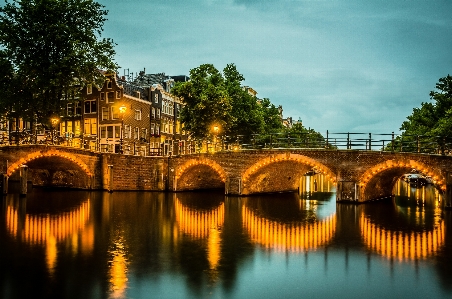 Nature reflection arch bridge water Photo